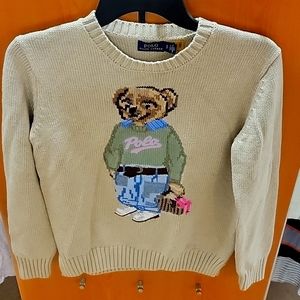 Polo Ralph Lauren Womens New Orleans Polo Bear Sweater - Beige